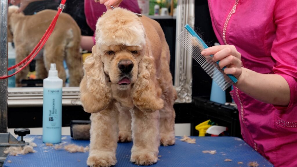 Cocker spaniel grooming at the salon for dogs