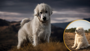 The Great Pyrenees mountain dog.