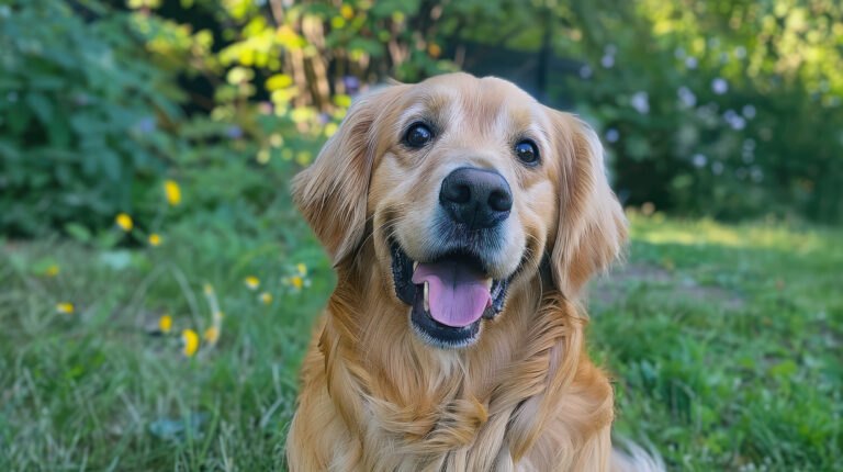 Featured image: Golden retriever in garden